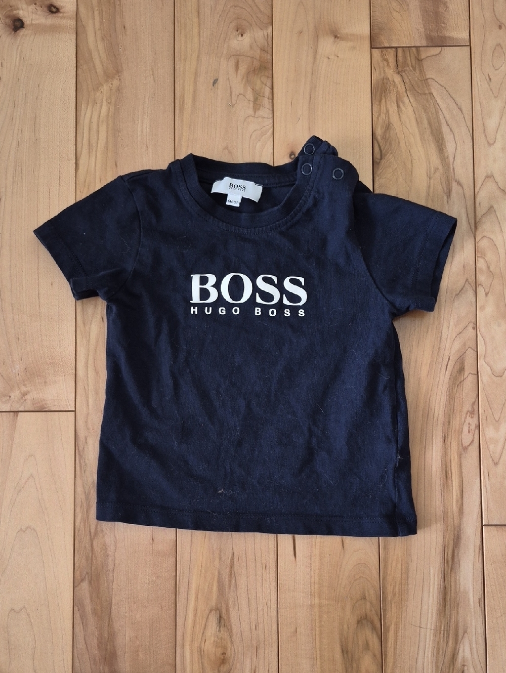 Boys Size 6m Hugo Boss Navy Short Sleeve Logo Tee